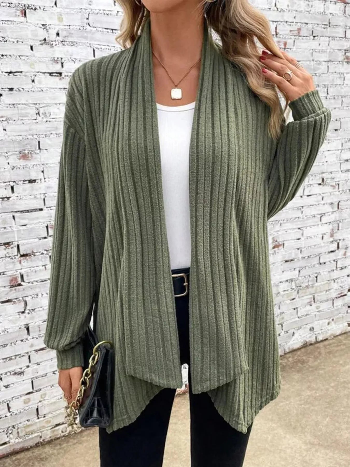 Open Front Cardigan for Women - Relaxed - Image 2