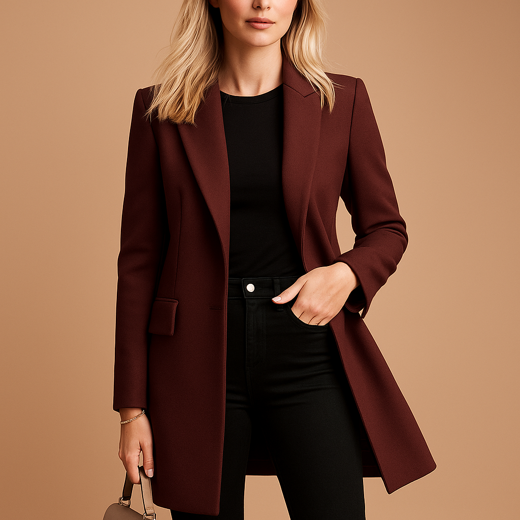 Tailored Single Breasted Coat for Women - Notch Lapel - Image 3
