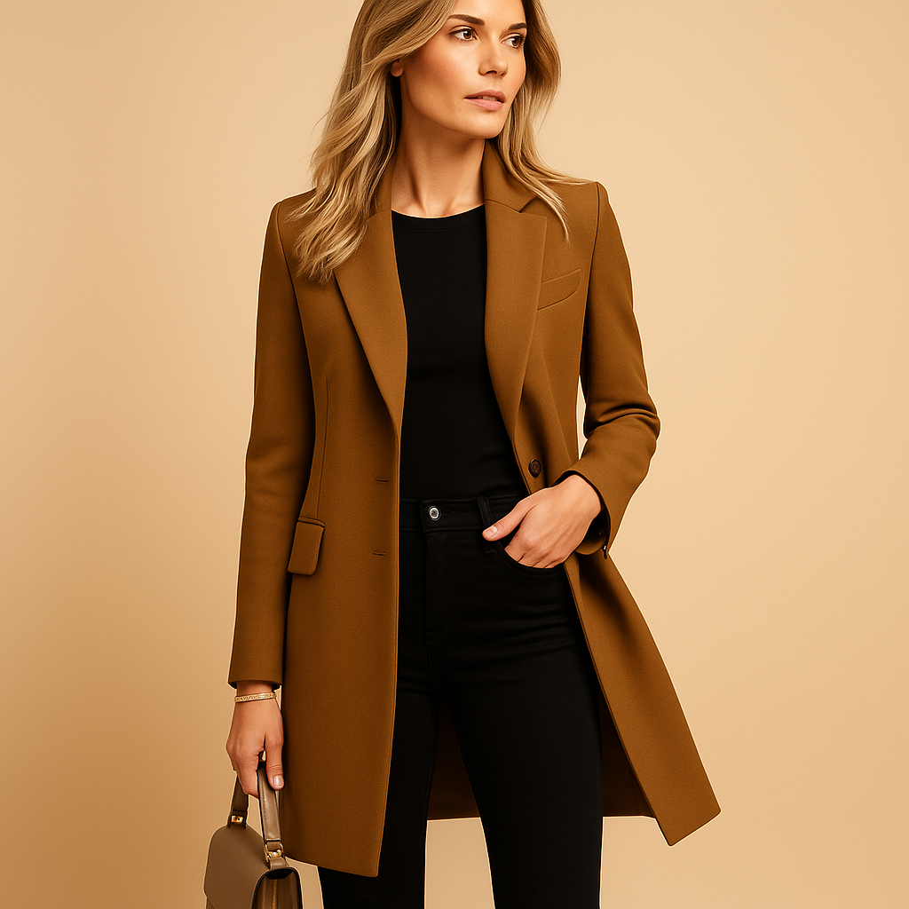 Tailored Single Breasted Coat for Women - Notch Lapel - Image 1
