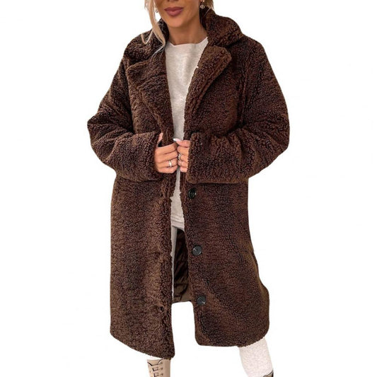 Teddy Long Coat for Women - Button Front - Image 1