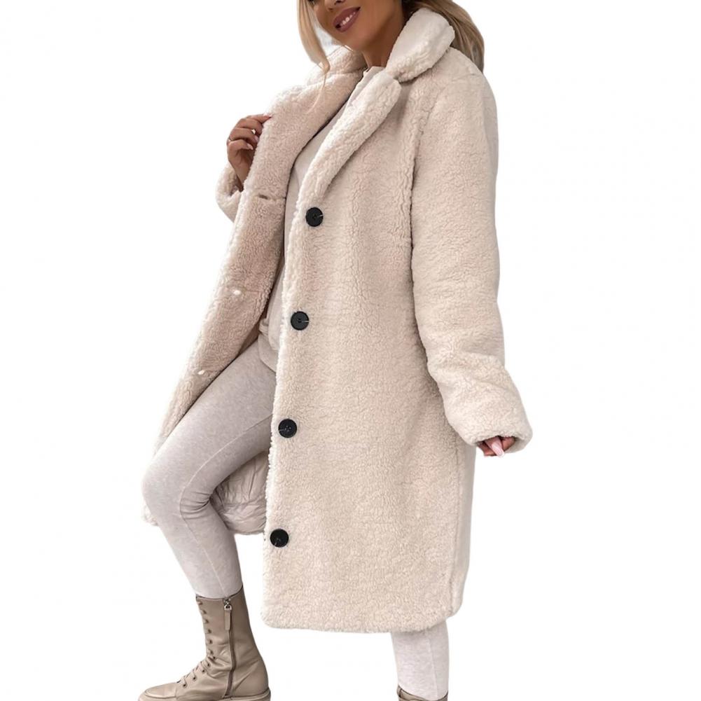Teddy Long Coat for Women - Button Front - Image 3