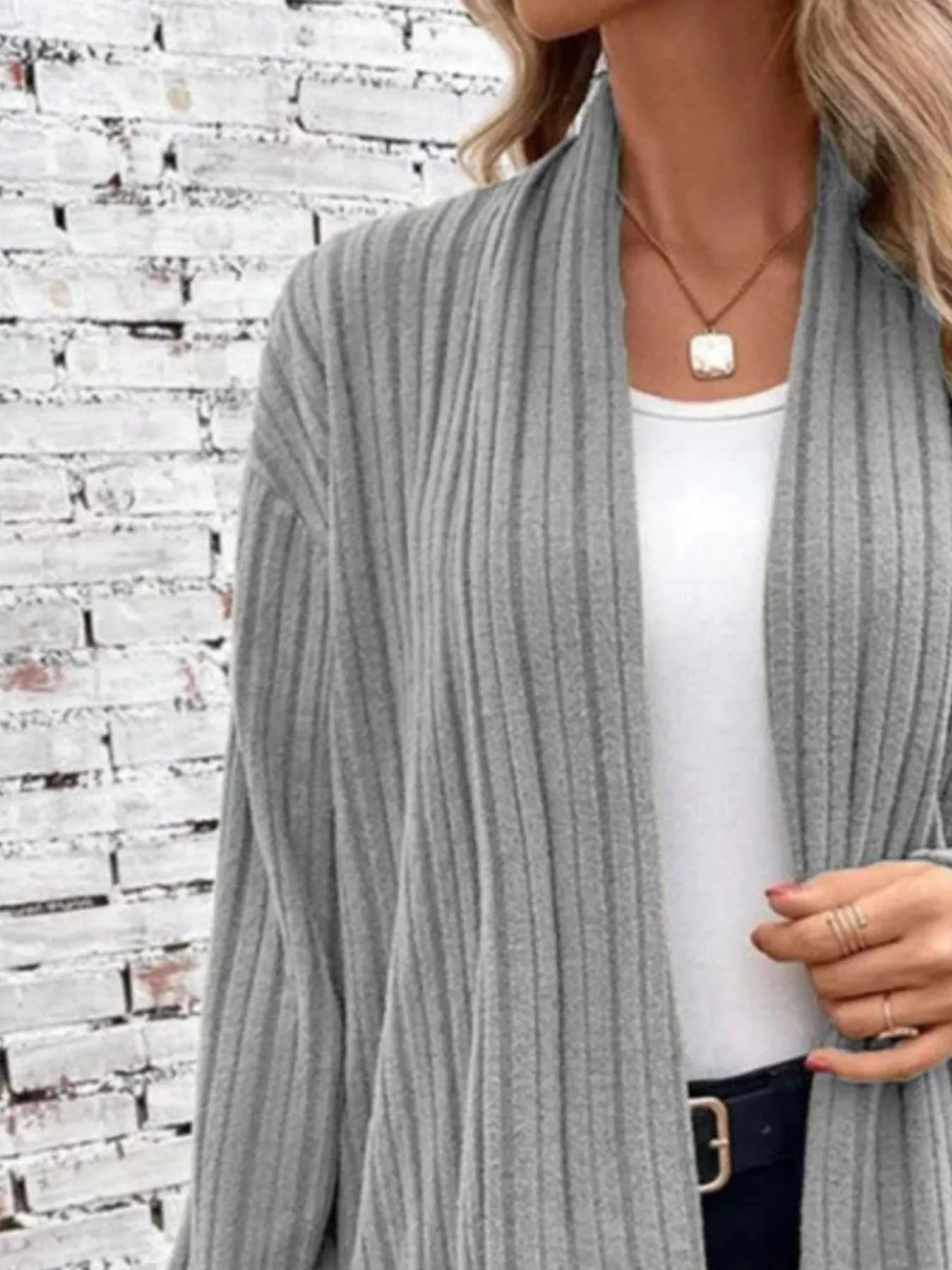 Open Front Cardigan for Women - Relaxed - Image 11