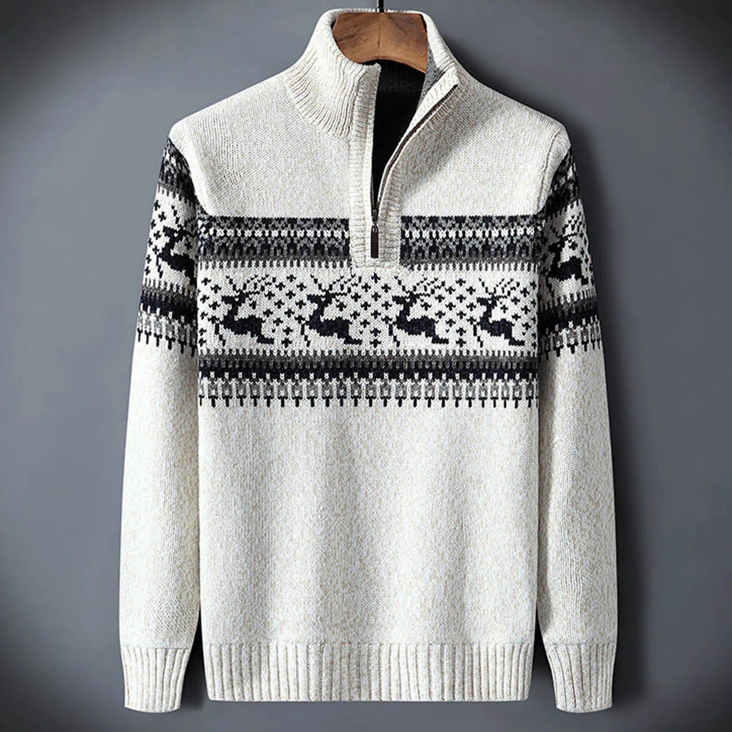 Fair Isle Quarter Zip Sweater for Men - Image 1