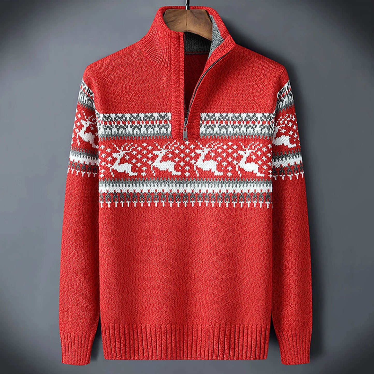 Fair Isle Quarter Zip Sweater for Men - Image 1