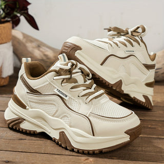 Chunky Platform Sneakers for Women - Panelled Design - Image 5