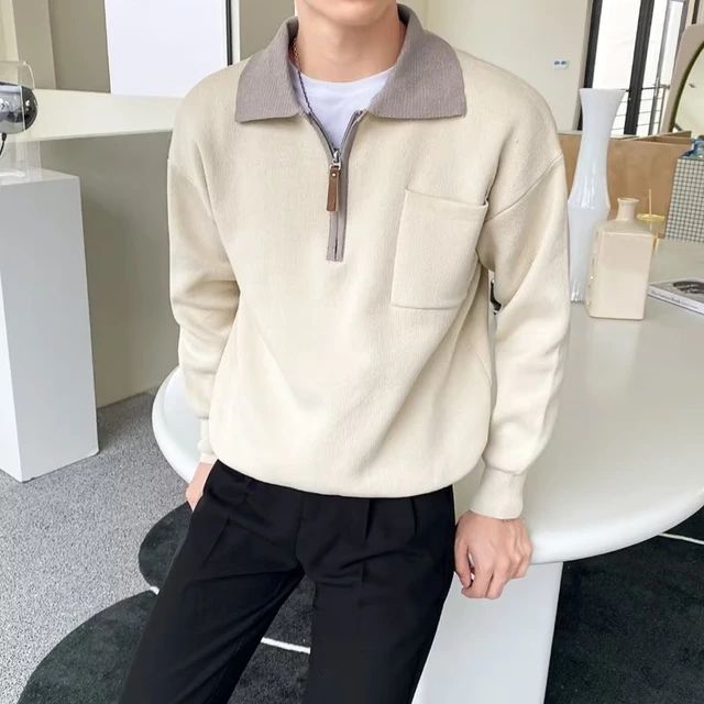 Half-Zip Sweater for Men - Polo Collar - Image 3