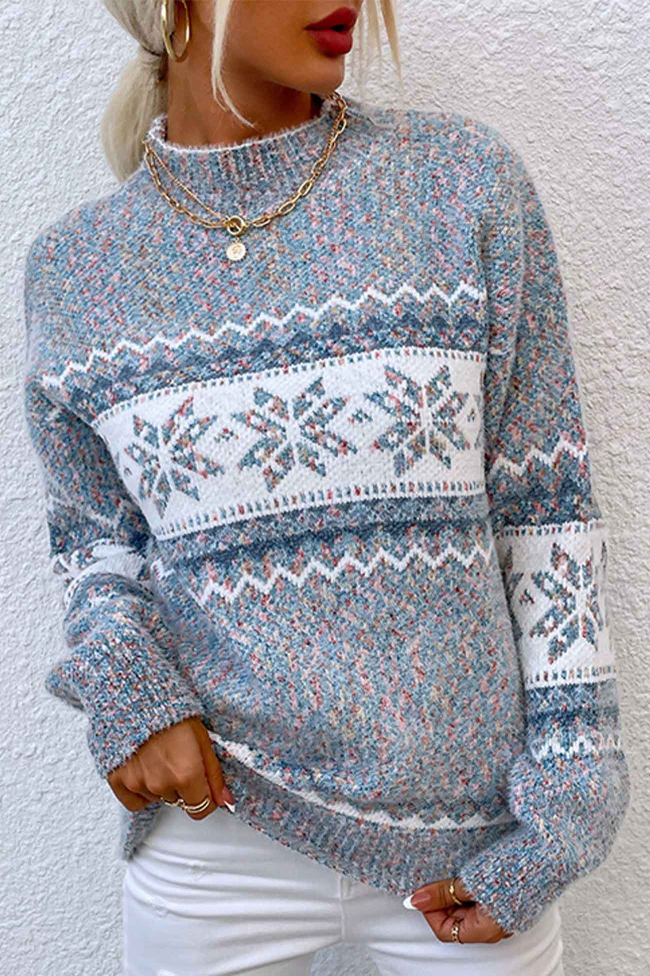 Fair Isle Crew Neck Sweater for Women - Relaxed - Image 3