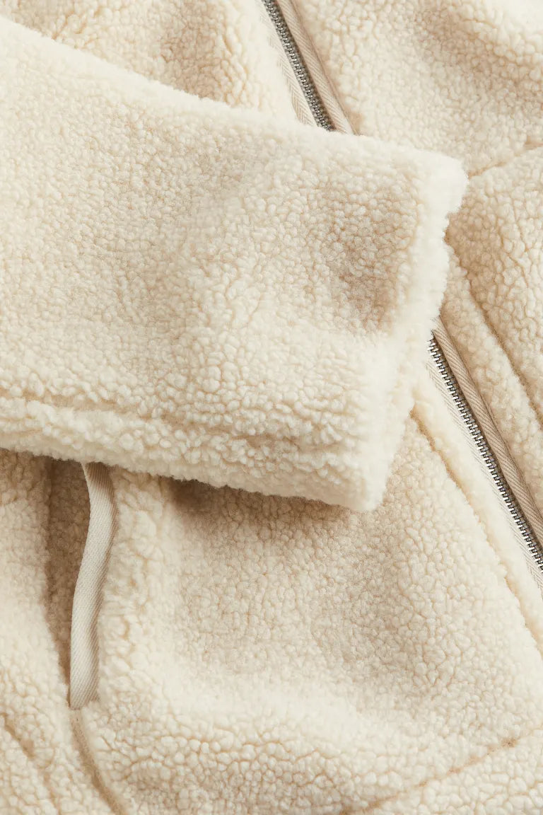 Sherpa Zip-Up Jacket for Women - High Collar - Image 3