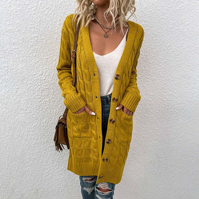Knit Cardigan Coat for Women - Button Front - Image 1
