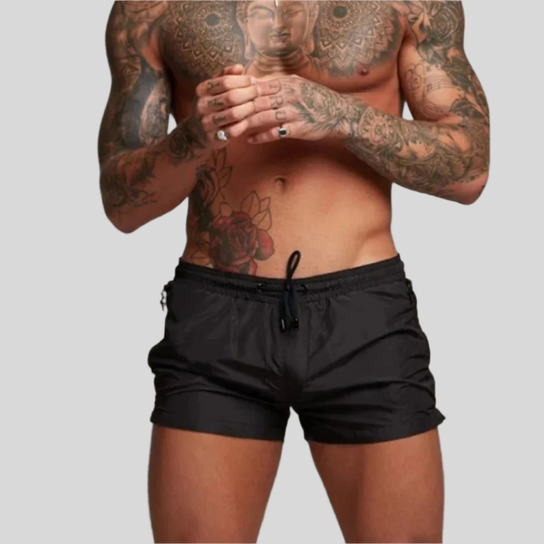 Swim Trunks for Men - Short Length Drawstring Waist - Side Zip Pocket Fitted Athletic - Image 4