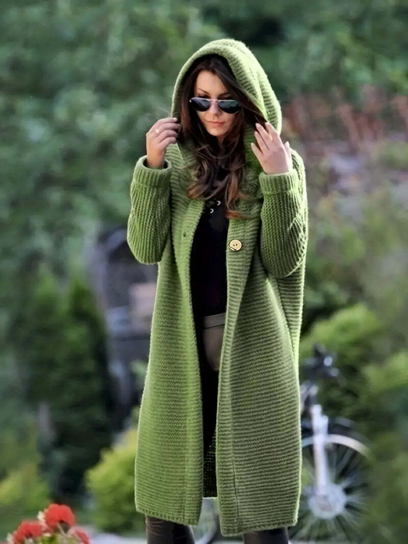 Hooded Cardigan Coat for Women - Button Front - Image 1