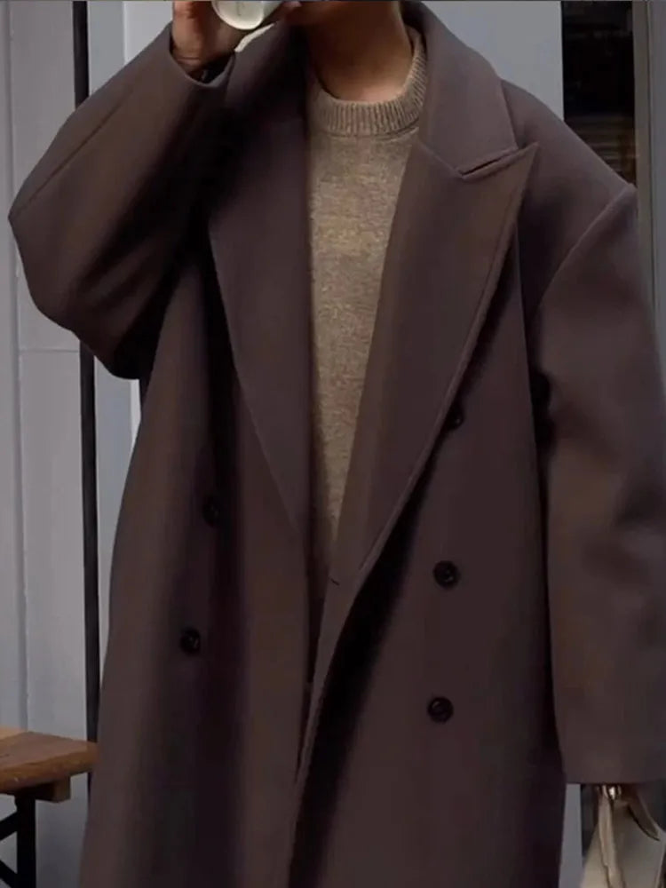 Oversized Long Coat for Women - Double-Breasted - Image 7