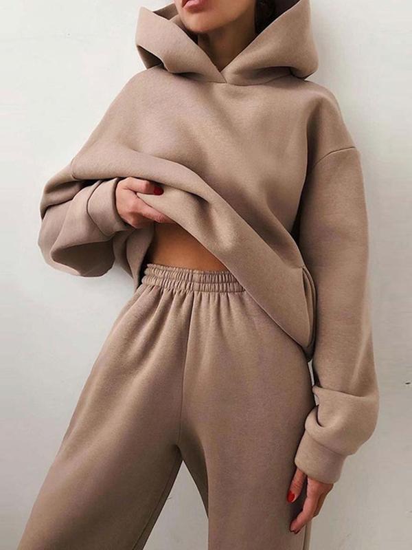 Hoodie Sweatpants Set for Women - Long Sleeve - Image 5