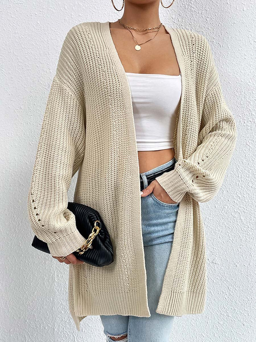 Knit Open Front Cardigan for Women - Oversized - Image 1