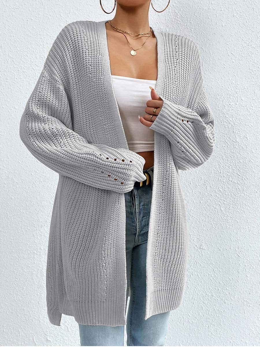 Knit Open Front Cardigan for Women - Oversized - Image 7