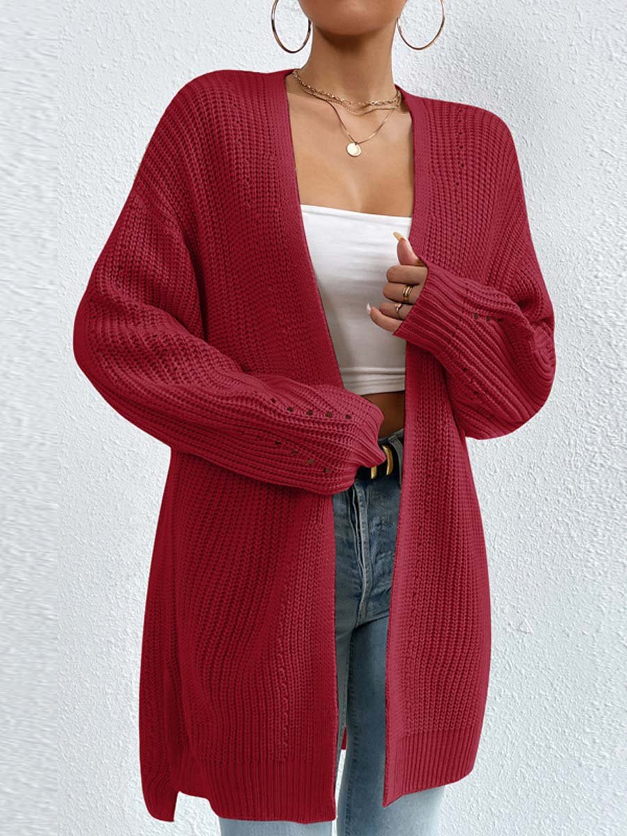 Knit Open Front Cardigan for Women - Oversized - Image 2