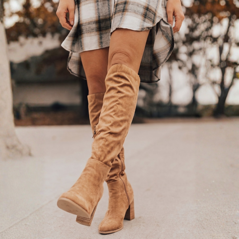 Knee High Slouch Boots for Women - Side Zipper Closure - Image 1
