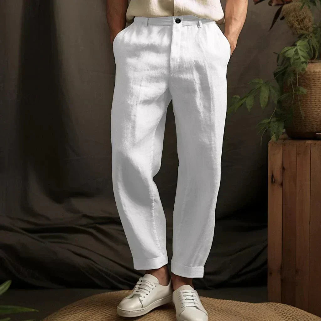 Relaxed Fit Pants for Men - Drawstring Waist Cuffed - Image 3