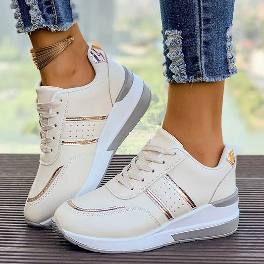 Lace-Up Sneakers Shoes for Women - Colorblock - Image 1