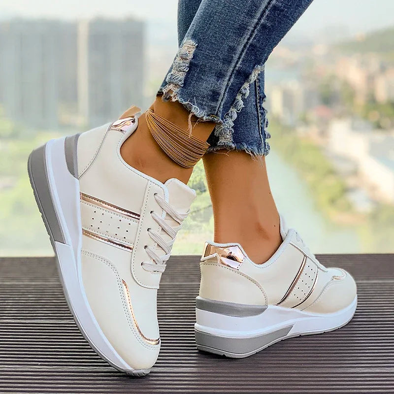 Lace-Up Sneakers Shoes for Women - Colorblock - Image 2
