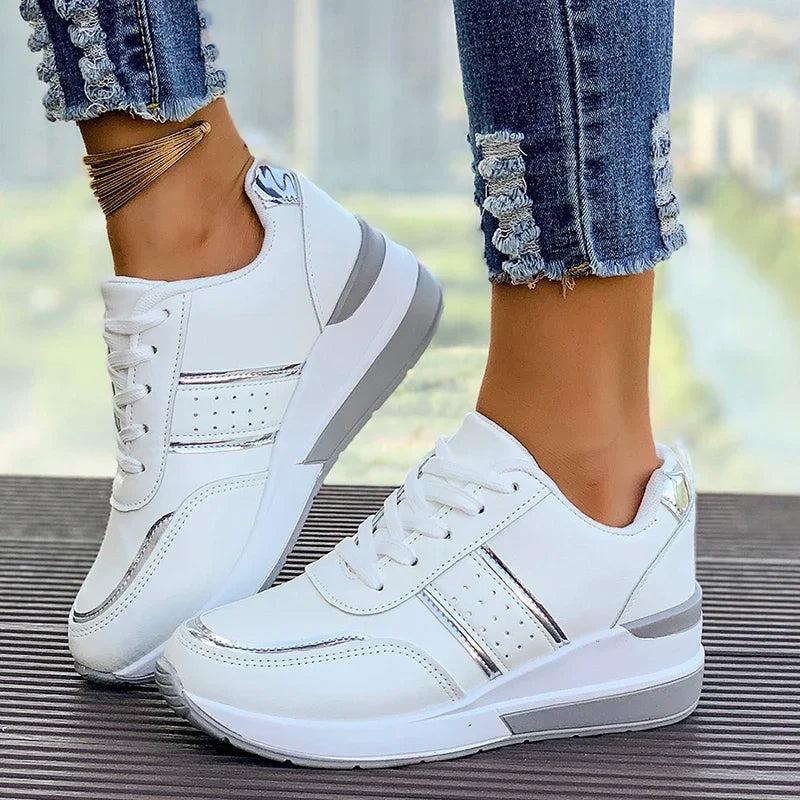 Lace-Up Sneakers Shoes for Women - Colorblock - Image 3