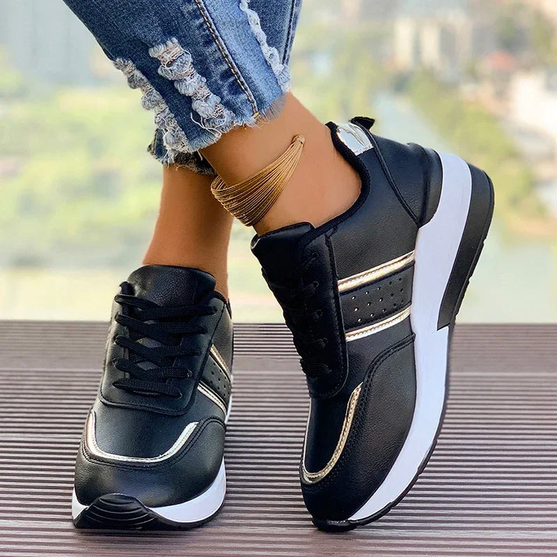 Lace-Up Sneakers Shoes for Women - Colorblock - Image 5