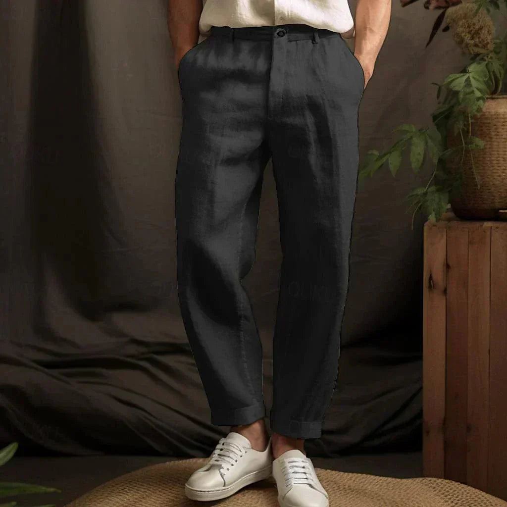 Relaxed Fit Pants for Men - Drawstring Waist Cuffed - Image 4