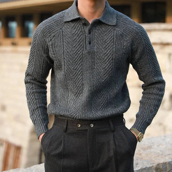 Image of Men's Long Sleeve Knit Zip Polo