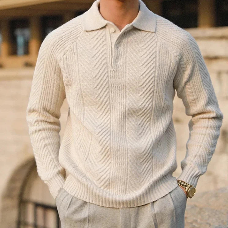 Image of Men's Long Sleeve Knit Zip Polo