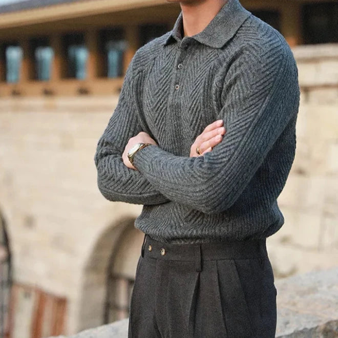 Image of Men's Long Sleeve Knit Zip Polo