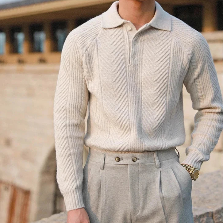 Image of Men's Long Sleeve Knit Zip Polo