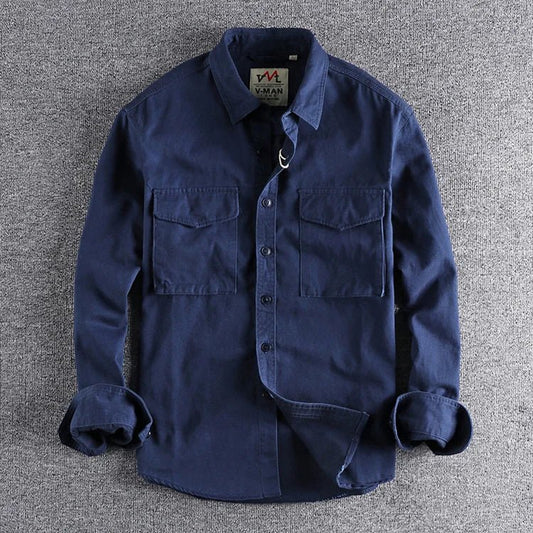 Utility Work Shirt for Men - Long Sleeve Button Down - Image 1