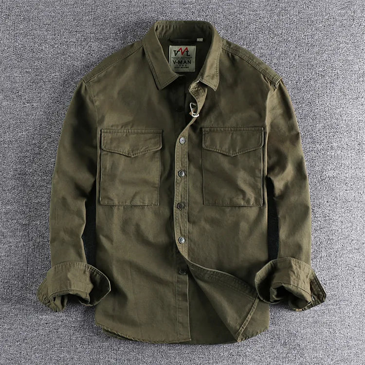 Utility Work Shirt for Men - Long Sleeve Button Down - Image 4