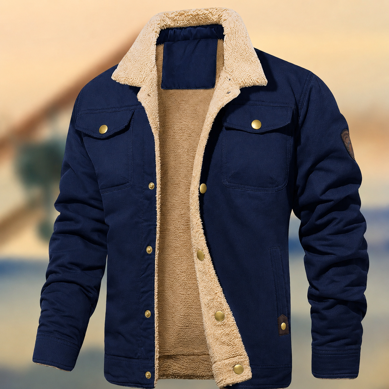 Men's Lined Bomber with Chest Pockets - Image 1