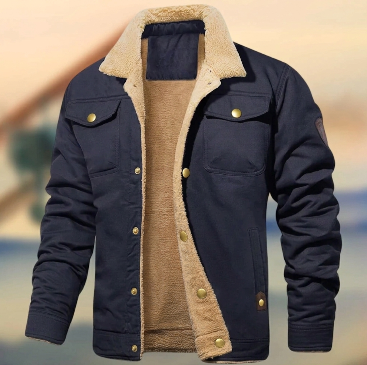 Men's Lined Bomber with Chest Pockets - Image 1