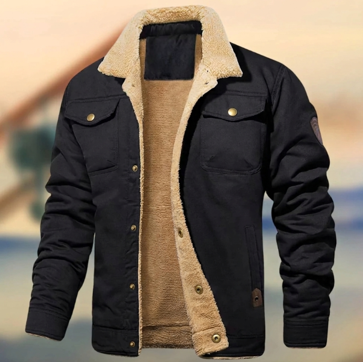 Men's Lined Bomber with Chest Pockets - Image 2