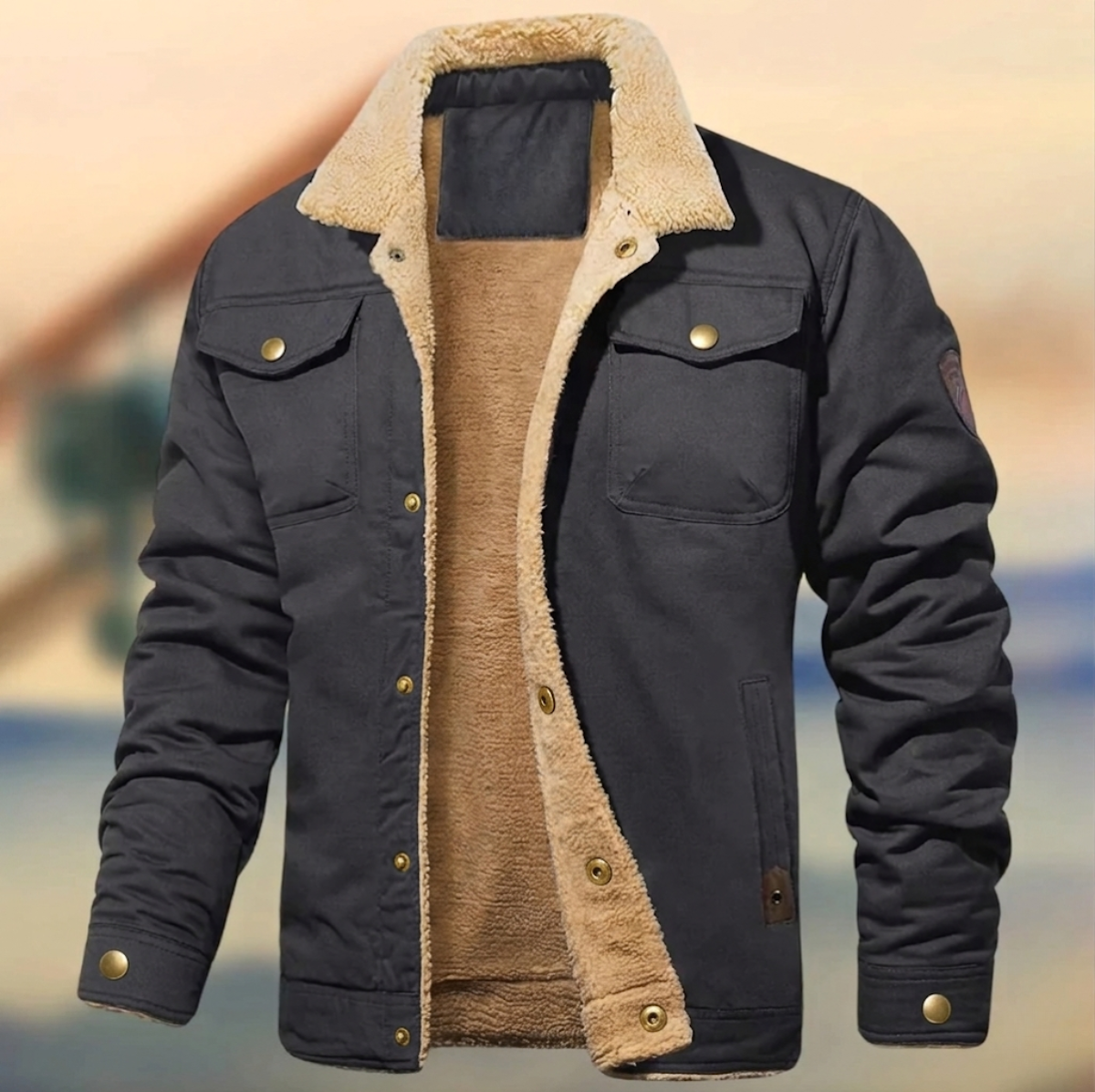 Men's Lined Bomber with Chest Pockets - Image 2