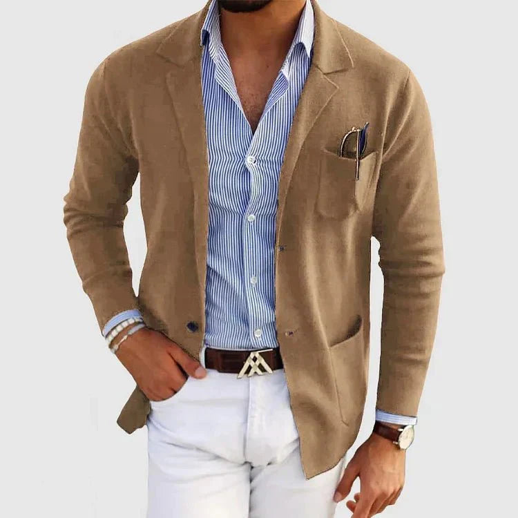 Knit Casual Blazer for Men - Patch Pockets - Image 3
