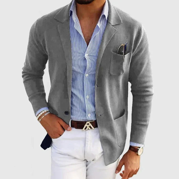 Knit Casual Blazer for Men - Patch Pockets - Image 2