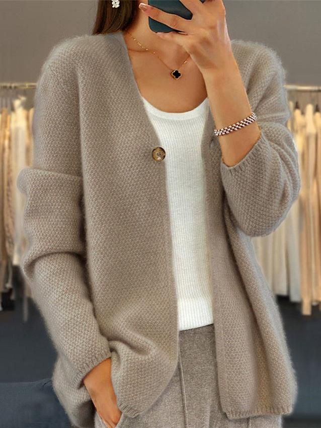 Knit V-Neck Cardigan for Women - Button Front - Image 4