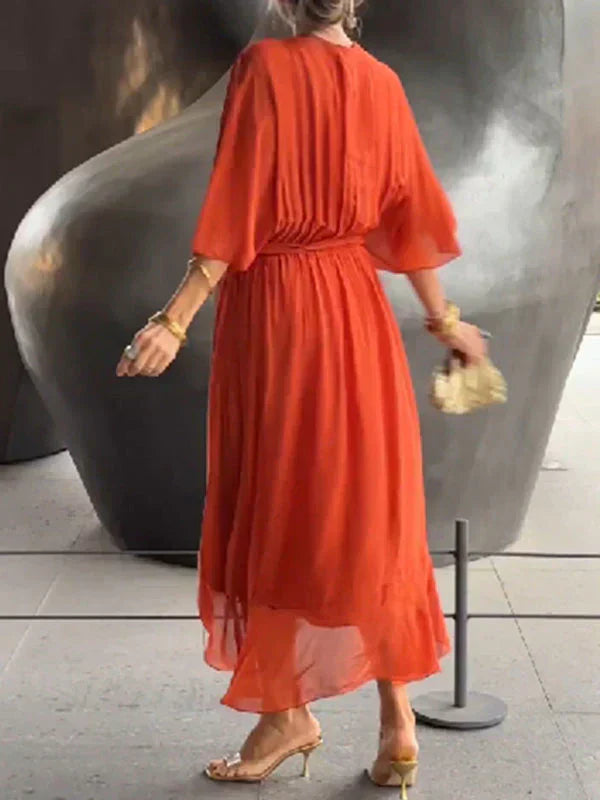 Wrap Midi Dress for Women - V-Neck Belted - Image 11