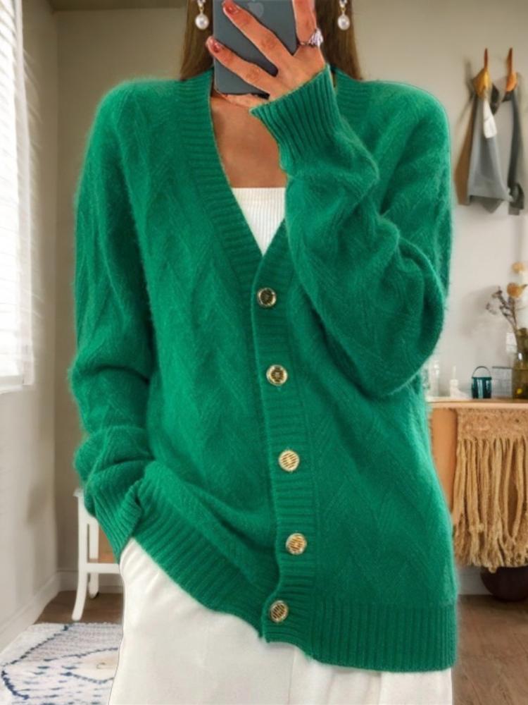 Button-Front Cardigan Sweater for Women - V-Neck - Image 2