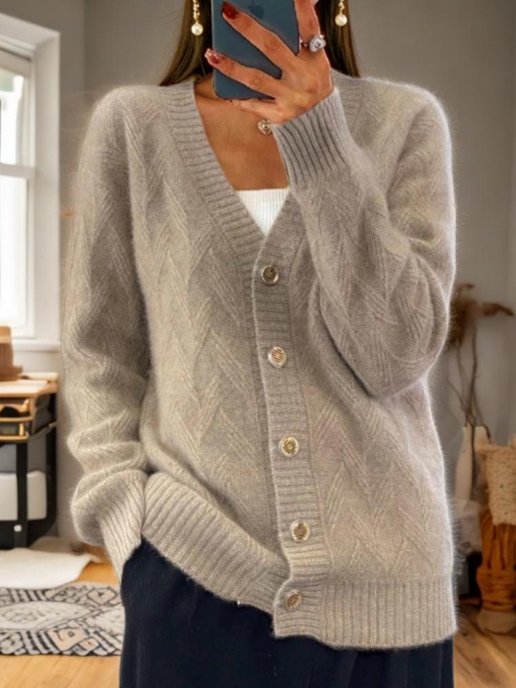 Button-Front Cardigan Sweater for Women - V-Neck - Image 3