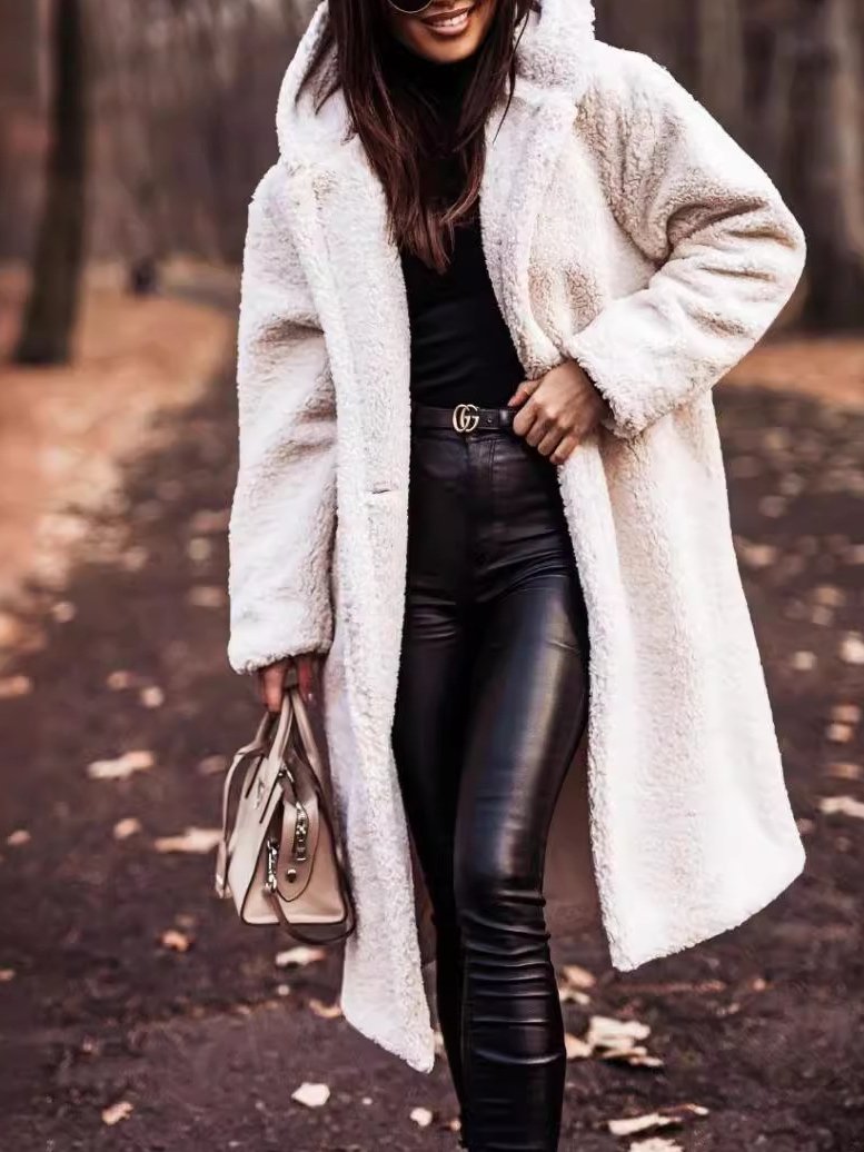 Long Hooded Teddy Coat for Women - Relaxed Fit - Image 2