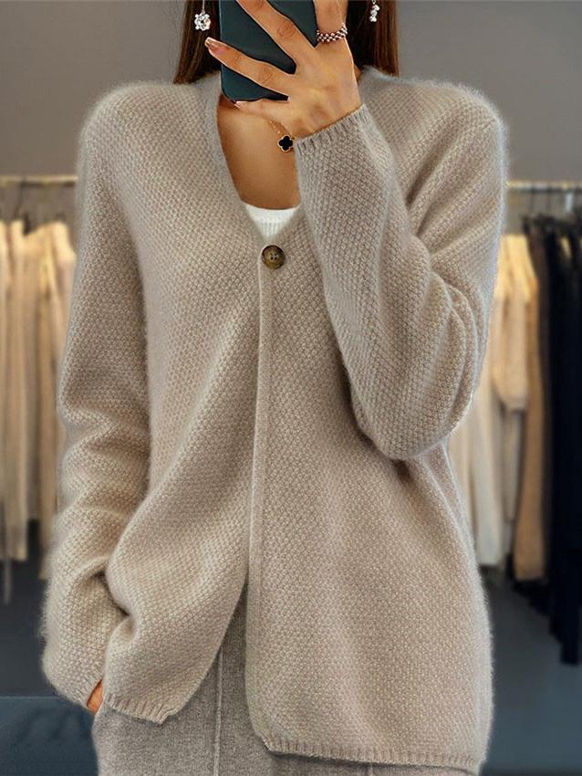 Knit V-Neck Cardigan for Women - Button Front - Image 3