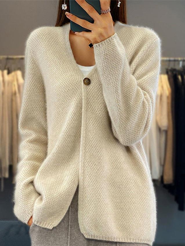 Knit V-Neck Cardigan for Women - Button Front - Image 1