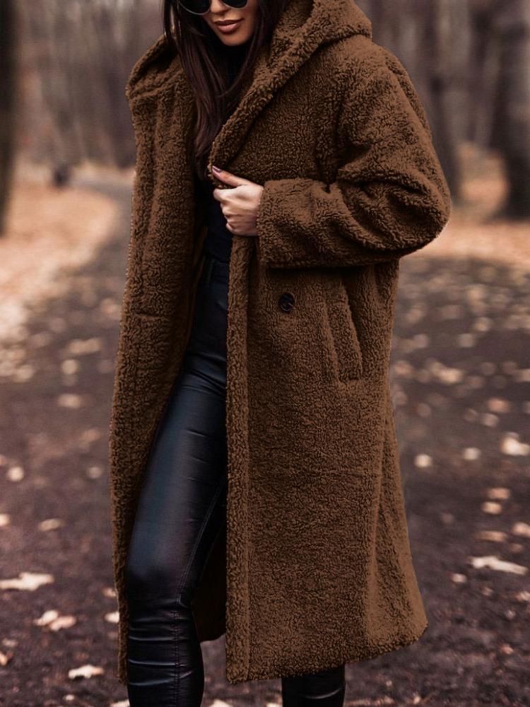 Long Hooded Teddy Coat for Women - Relaxed Fit - Image 4