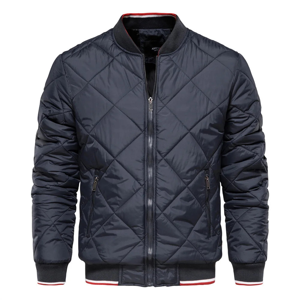 Ribbed Quilted Bomber Jacket for Men - Image 1