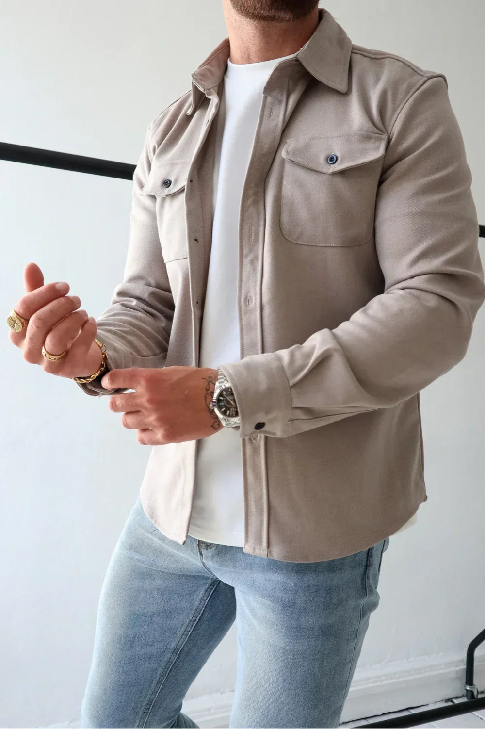 Shirt Jacket for Men - Button-Up Overshirt - Image 1