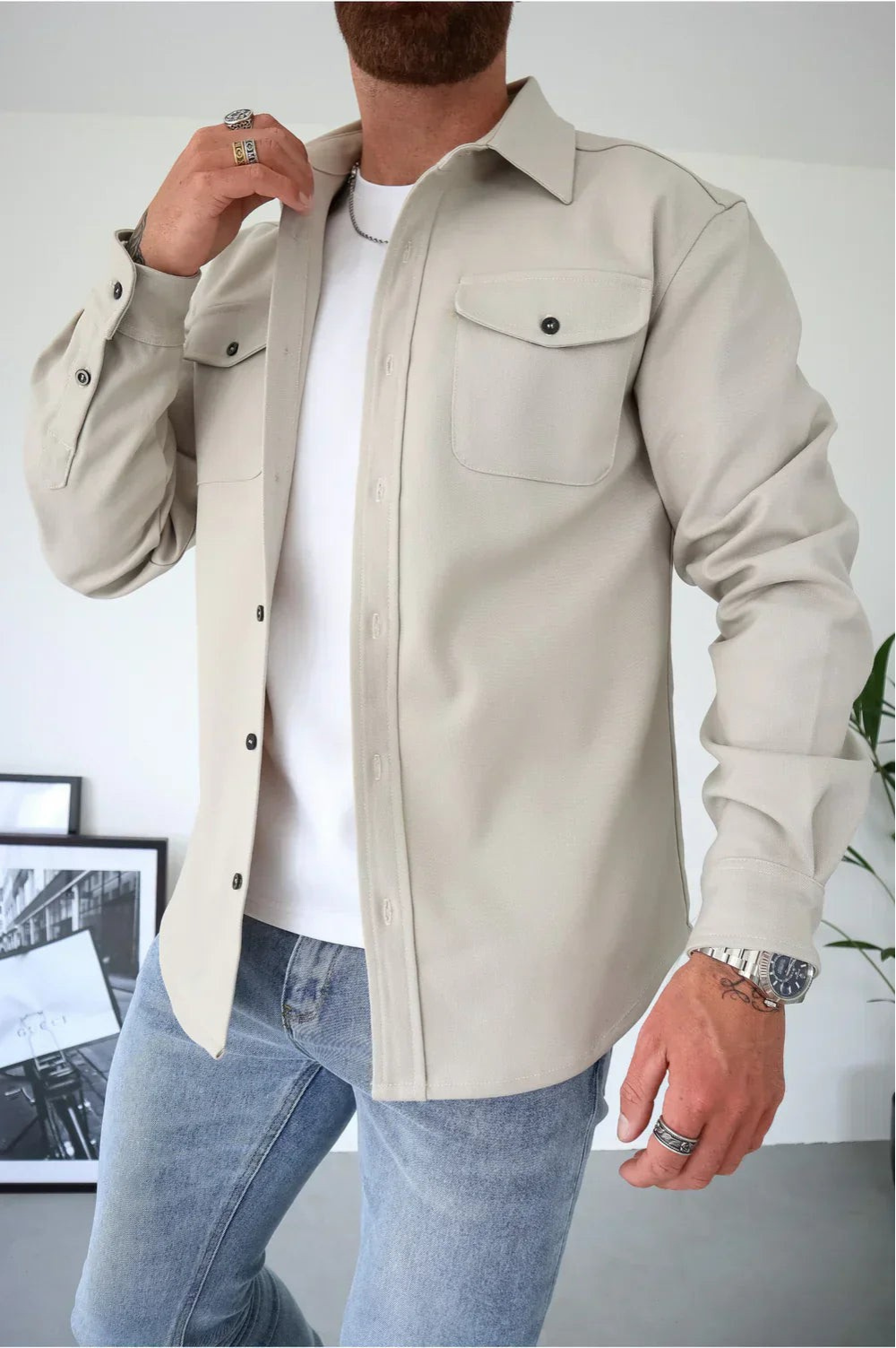 Shirt Jacket for Men - Button-Up Overshirt - Image 1